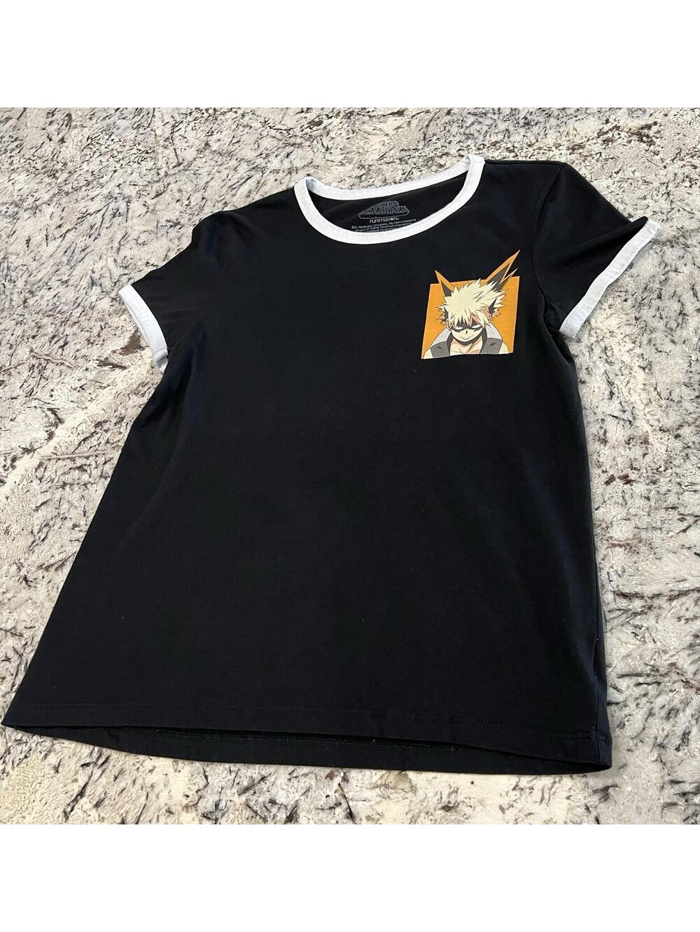 MY HERO ACADEMIA Funmation T-shirt Black with White trim Women's Small BAKUGO